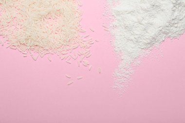 Arkaplanda pirinç ve un