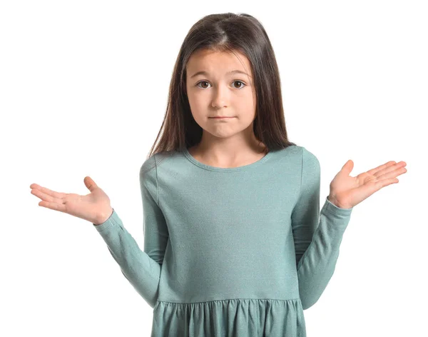 Apologizing Little Girl White Background — Stock Photo, Image