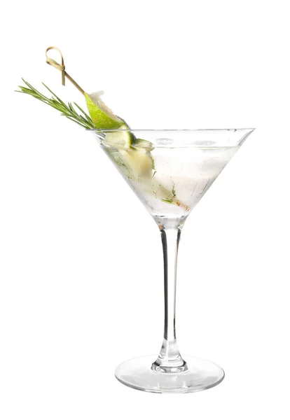 Bicchiere Gustoso Cocktail Martini Sfondo Bianco — Foto Stock