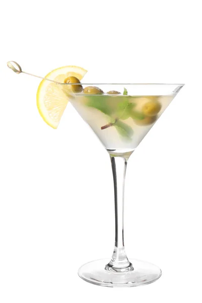 Bicchiere Gustoso Cocktail Martini Sfondo Bianco — Foto Stock