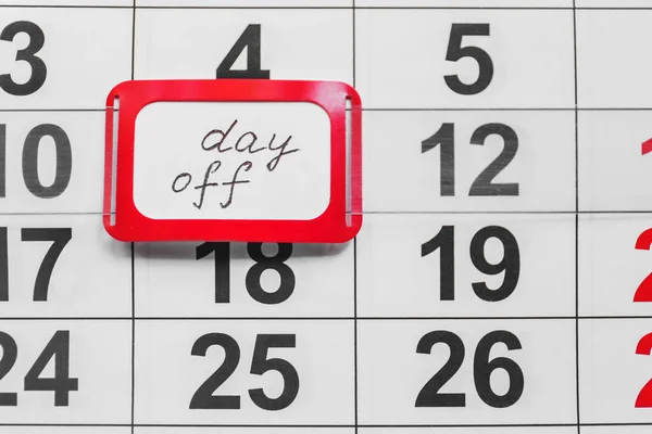 Calendar Marked Day Closeup — Stock Photo, Image