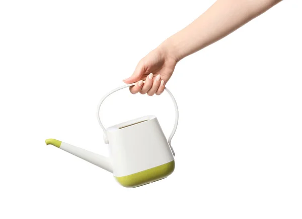 Female Hand Watering Can White Background — Stock Photo, Image