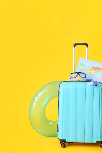 Packed Luggage Color Background Travel Concept — Stock Photo, Image