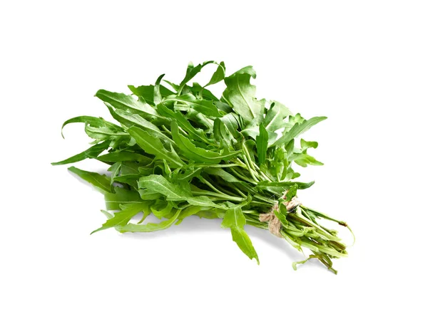 Färsk Ruccola Vit Bakgrund — Stockfoto