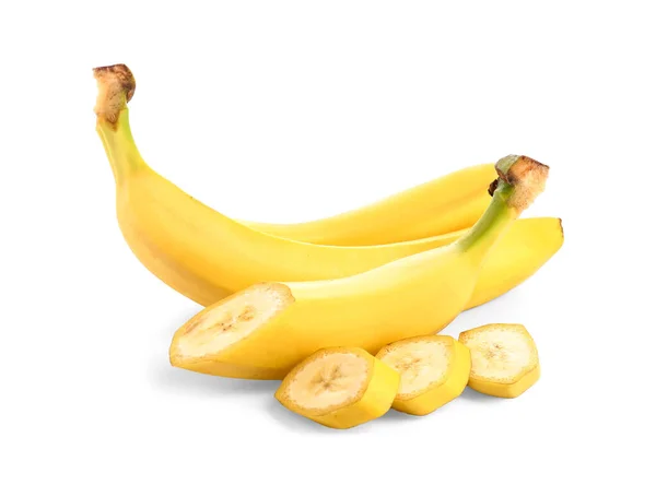 Rijp Bananen Witte Achtergrond — Stockfoto