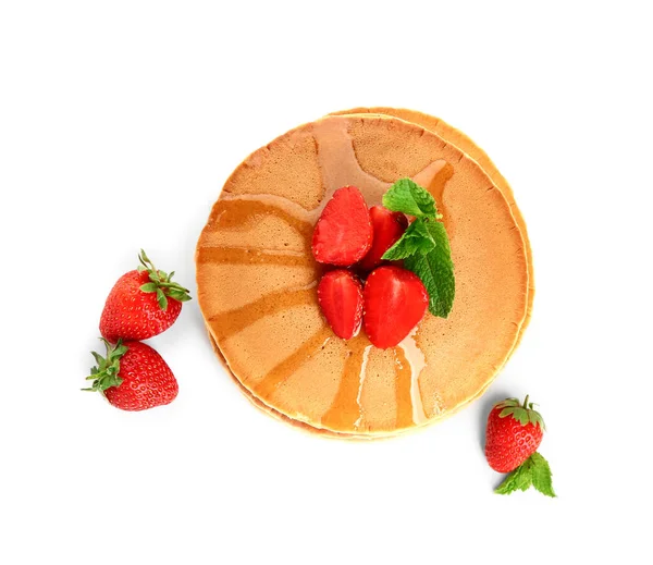 Sweet Pancakes Berries White Background — Stock Photo, Image