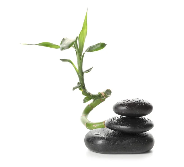 Spa Stones Bamboo White Background Stock Picture