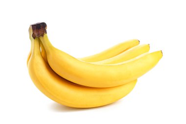 Beyaz arka planda olgun muzlar