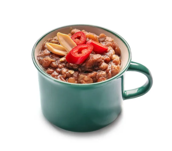 Cup Tasty Lentils Soup White Background — Stock Photo, Image