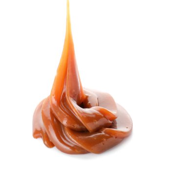 Beyaz arkaplanda sıvı karamel