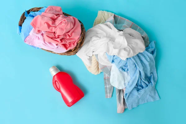 Dirty Clothes Detergent Color Background — Stock Photo, Image