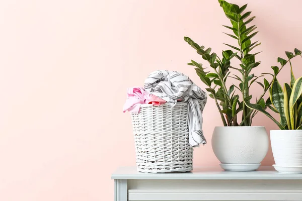 Basket Dirty Clothes Room — Stock Photo, Image