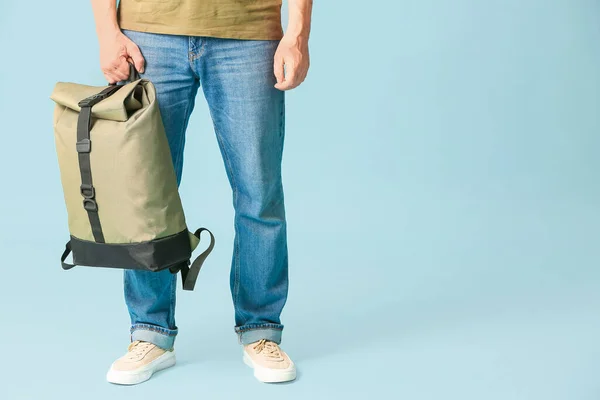 Man Backpack Color Background — Stock Photo, Image