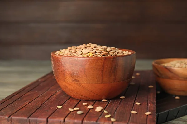 Raw Lentils Bowl Table — Stock Photo, Image