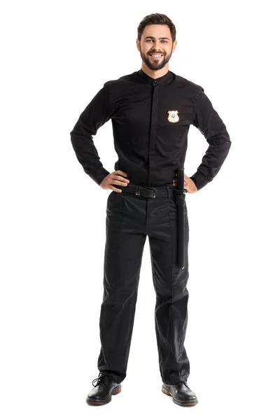Handsome Policeman White Background — Stock Photo, Image
