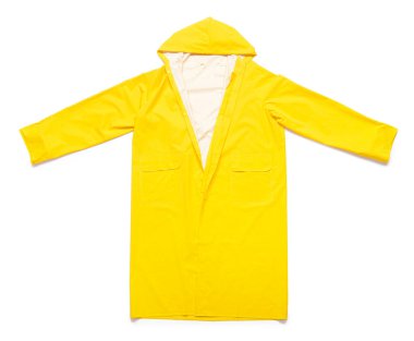 Beyaz arkaplanda şık bir yağmurluk