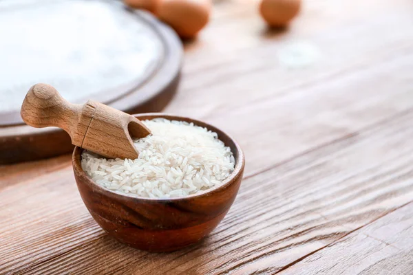 Bowl Rice Scoop Table — Stock Photo, Image