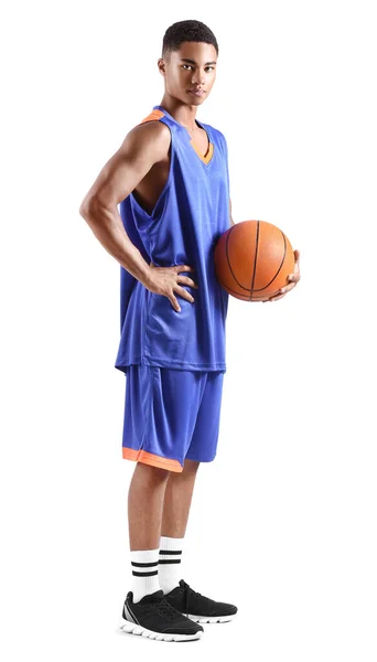 Young African American Basketball Player White Background — Stock Photo, Image