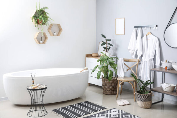 Interior of modern light bathroom