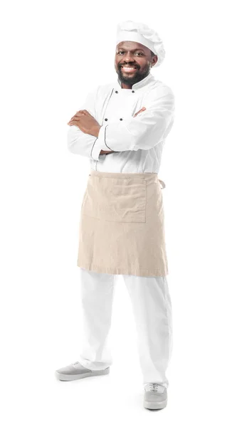 Male African American Chef White Background — Stock Photo, Image