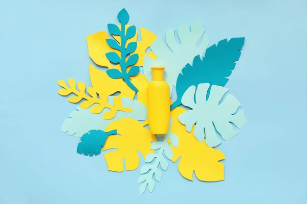 Composition Sunscreen Color Background — Stock Photo, Image