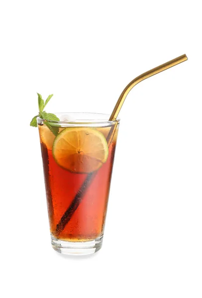 Glass Tasty Cuba Libre Cocktail White Background — Stock Photo, Image