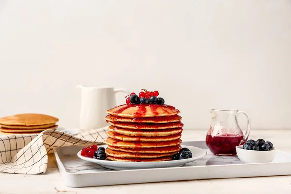 Sweet Pancakes Berries Table — Stock Photo, Image