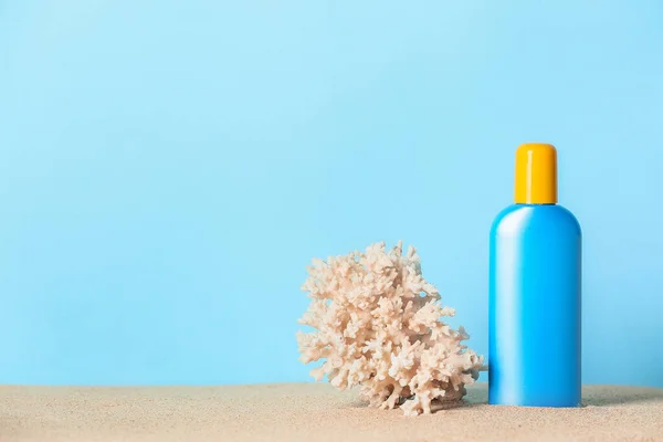 Bottle Sunscreen Color Background — Stock Photo, Image