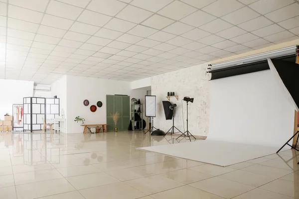 Interno Photo Studio Con Attrezzature Moderne — Foto Stock