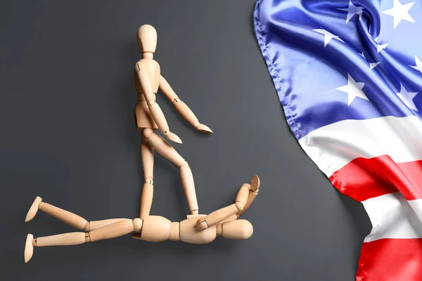 Mannequins National Flag Usa Dark Background Stop Racism — Stock Photo, Image