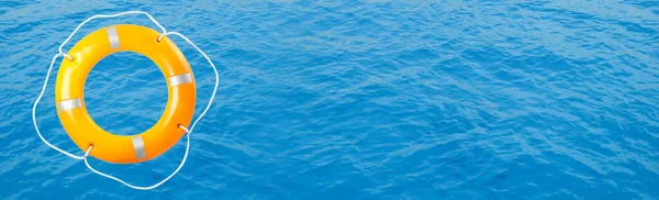 Lifebuoy Gyűrű Víz Felszínén Helyet Szöveges — Stock Fotó