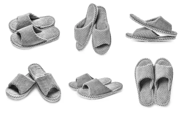 Soft Slippers White Background — Stock Photo, Image