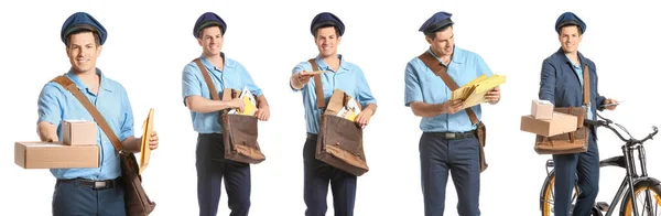 Handsome Young Postman White Background — Stock Photo, Image