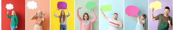 Different People Blank Speech Bubbles — Stock Photo, Image