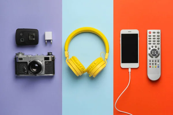 Different Modern Devices Color Background — Stock Photo, Image