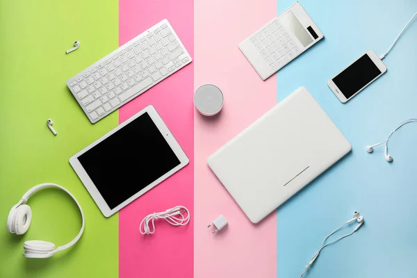Different Modern Devices Color Background — Stock Photo, Image