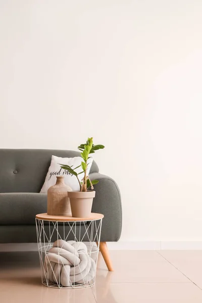 Stilvolles Sofa Mit Tisch Wohnzimmer — Stockfoto