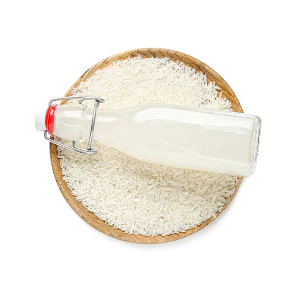 Bottle Rice Water White Background — Stock Photo, Image