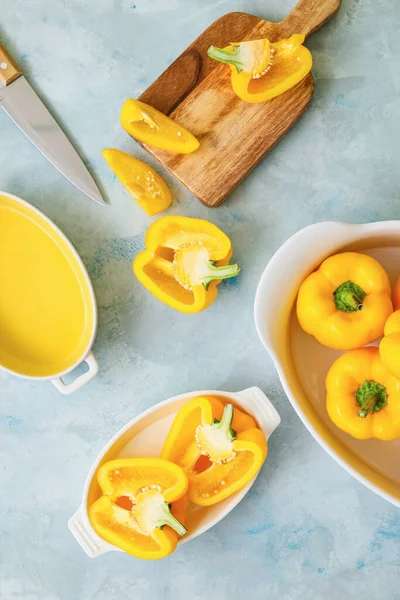 Composition Yellow Bell Pepper Table — Stock Photo, Image