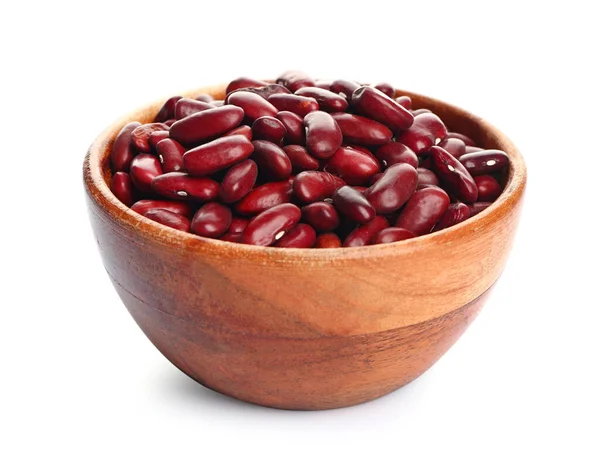 Bowl Raw Beans White Background — Stock Photo, Image