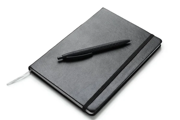 Stylish Notebook Pen White Background — Stock Photo, Image