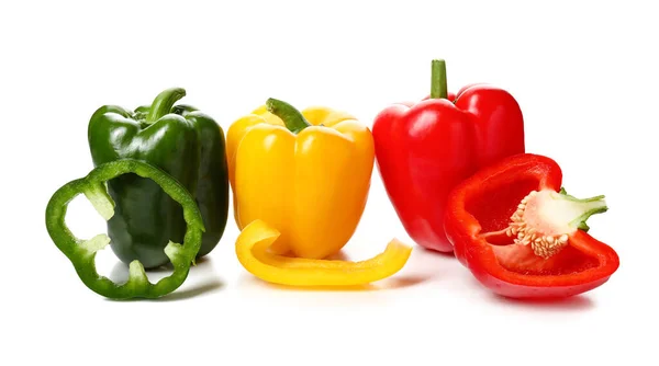 Cut Bell Peppers White Background — Stock Photo, Image