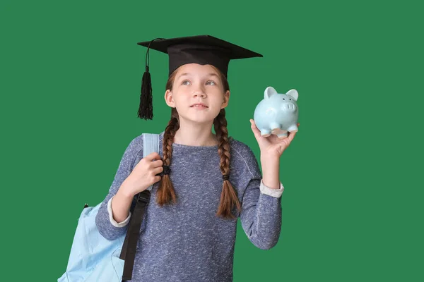 Girl Savings Education Color Background — Stock Photo, Image