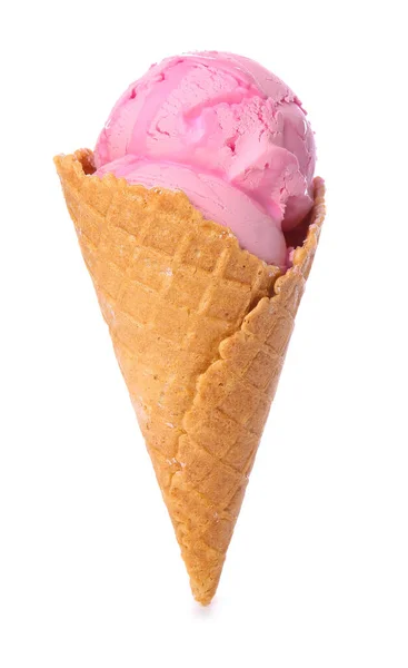 Sabroso Helado Fresa Sobre Fondo Blanco — Foto de Stock