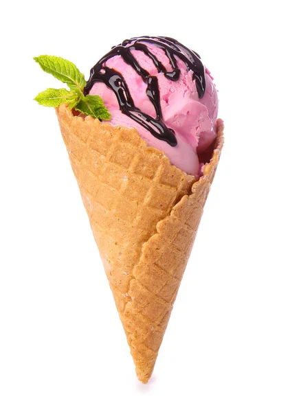 Tasty Strawberry Ice Cream White Background — Stock Photo, Image