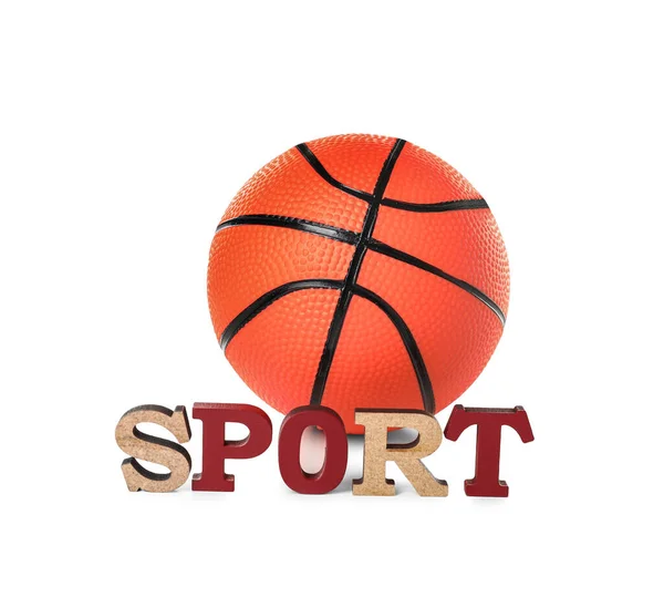 Balle Pour Jouer Basket Ball Avec Mot Sport Sur Fond — Photo