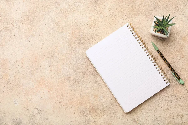 Notebook Pen Grey Background — Stock Photo, Image