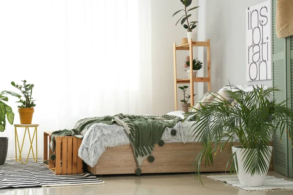 Yatak Odasının Kısmı Bitkileriyle Doludur — Stok fotoğraf