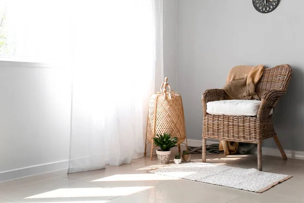 Wicker Armchair Interior Living Room — Stock Photo, Image