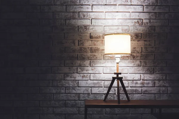 Glowing Lamp Table Evening — Stock Photo, Image